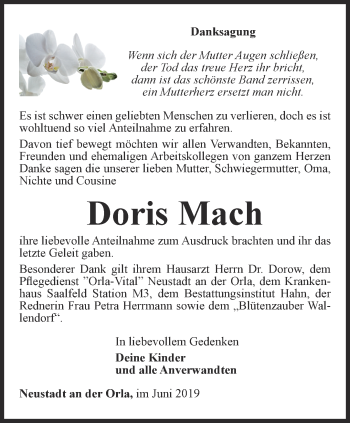 Traueranzeige von Doris Mach