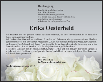 Traueranzeige von Erika Oesterheld von Thüringer Allgemeine