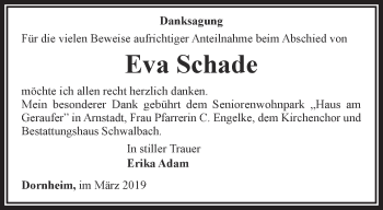 Traueranzeige von Eva Schade von Thüringer Allgemeine