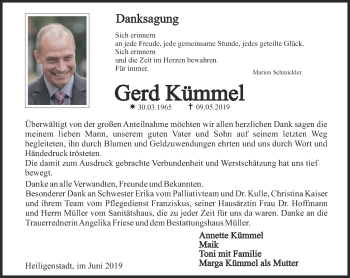 Traueranzeige von Gerd Kümmel von Thüringer Allgemeine