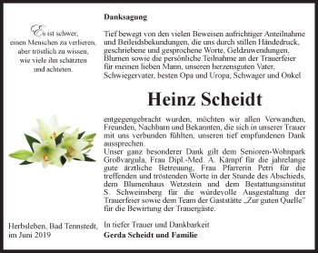 Traueranzeige von Heinz Scheidt von Thüringer Allgemeine, Thüringische Landeszeitung