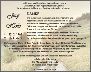 Traueranzeige von Jörg Holle von Thüringer Allgemeine, Thüringische Landeszeitung