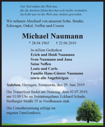 Traueranzeige von Michael Naumann von Thüringer Allgemeine