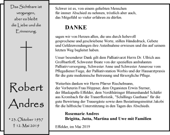 Traueranzeige von Robert Andres von Thüringer Allgemeine