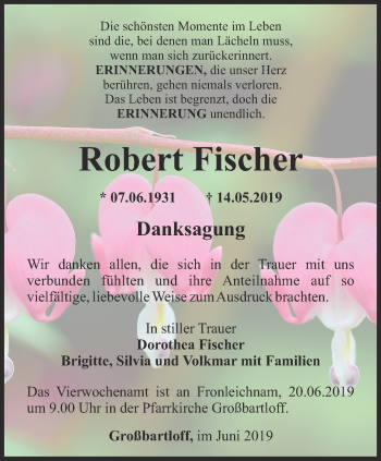 Traueranzeige von Robert Fischer von Thüringer Allgemeine