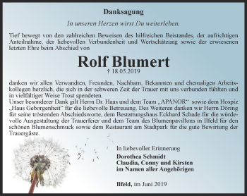 Traueranzeige von Rolf Blumert von Thüringer Allgemeine