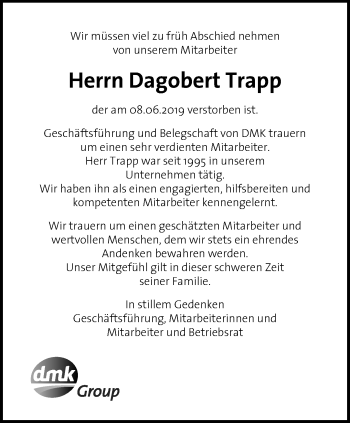 Traueranzeige von Dagobert Trapp von Thüringer Allgemeine, Thüringische Landeszeitung