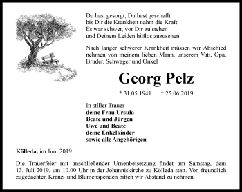 Traueranzeige von Georg Pelz von Thüringer Allgemeine