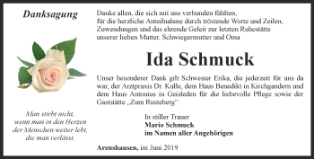 Traueranzeige von Ida Schmuck von Thüringer Allgemeine