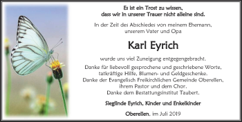 Traueranzeige von Karl Eyrich von Thüringer Allgemeine, Thüringische Landeszeitung