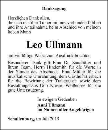 Traueranzeige von Leo Ullmann von Thüringer Allgemeine