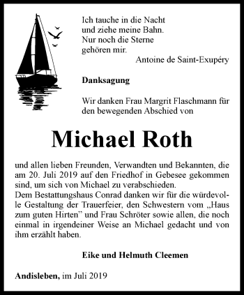 Traueranzeige von Michael Roth von Thüringer Allgemeine, Thüringische Landeszeitung