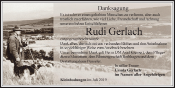 Traueranzeige von Rudi Gerlach von Thüringer Allgemeine