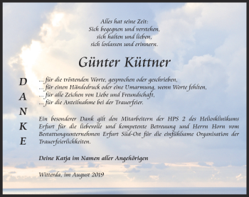 Traueranzeige von Günter Küttner