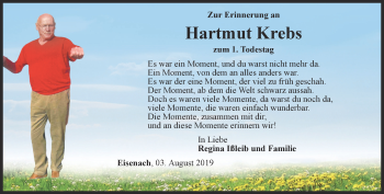 Traueranzeige von Hartmut Krebs von Thüringer Allgemeine, Thüringische Landeszeitung