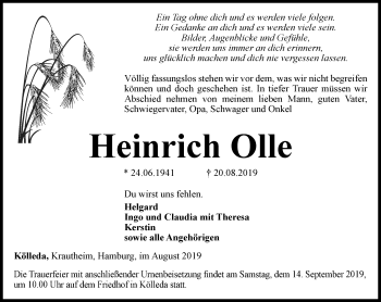 Traueranzeige von Heinrich Olle von Thüringer Allgemeine