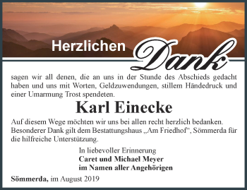 Traueranzeige von Karl Einecke von Thüringer Allgemeine