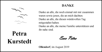 Traueranzeige von Petra Kurstedt von Thüringer Allgemeine, Thüringische Landeszeitung