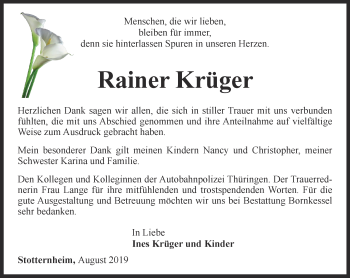 Traueranzeige von Rainer Krüger