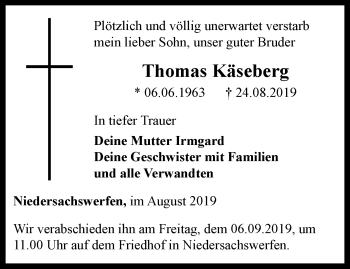 Traueranzeige von Thomas Käseberg von Thüringer Allgemeine