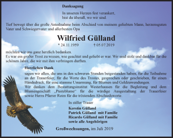 Traueranzeige von Wilfried Gülland von Thüringer Allgemeine