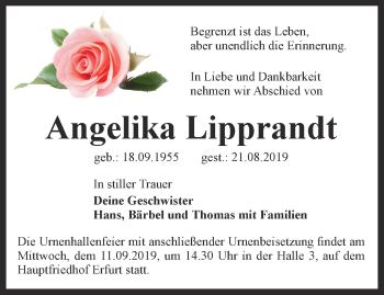 Traueranzeige von Angelika Lipprandt