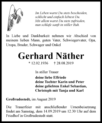 Traueranzeige von Gerhard Näther