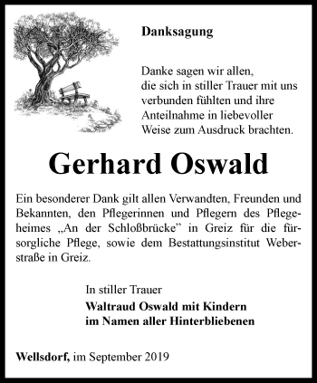 Traueranzeige von Gerhard Oswald