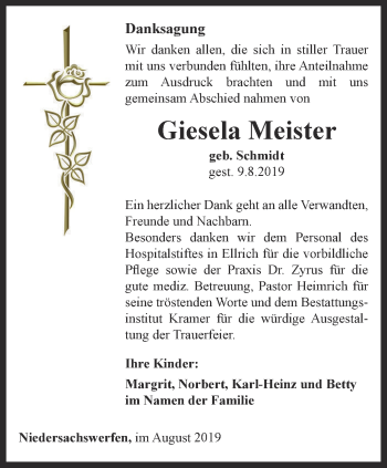 Traueranzeige von Giesela Meister von Thüringer Allgemeine