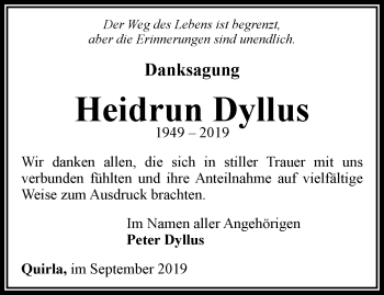 Traueranzeige von Heidrun Dyllus von Ostthüringer Zeitung