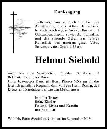 Traueranzeige von Helmut Siebold von Thüringer Allgemeine