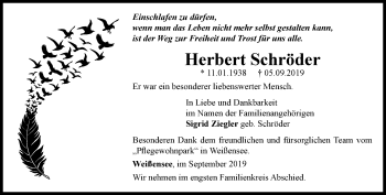 Traueranzeige von Herbert Schröder von Thüringer Allgemeine