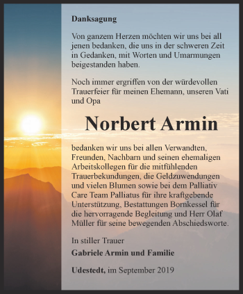 Traueranzeige von Norbert Armin