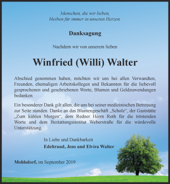 Traueranzeige von Winfried Walter