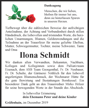 Traueranzeige von Ilona Schmidt