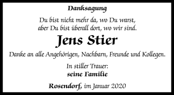 Traueranzeige von Jens Stier