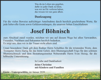 Traueranzeige von Josef Böhnisch