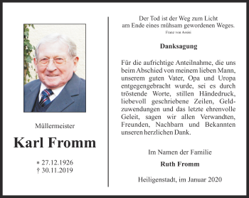 Traueranzeige von Karl Fromm von Thüringer Allgemeine