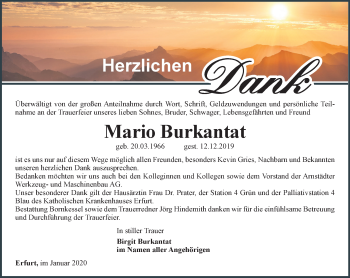 Traueranzeige von Mario Burkantat