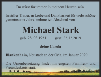 Traueranzeige von Michael Stark