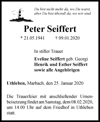 Traueranzeige von Peter Seiffert von Thüringer Allgemeine