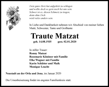 Traueranzeige von Traute Matzat