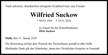 Traueranzeige von Wilfried Suckow von Thüringer Allgemeine