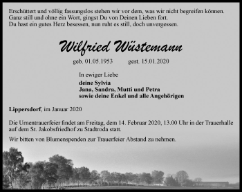Traueranzeige von Wilfried Wüstemann von Ostthüringer Zeitung