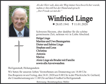 Traueranzeige von Winfried Linge von Thüringer Allgemeine