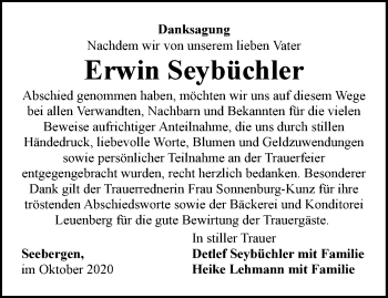 Traueranzeige von Erwin Seybüchler von Thüringer Allgemeine, Thüringische Landeszeitung