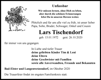 Traueranzeige von Lars Tischendorf