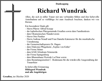 Traueranzeige von Richard Wundrak