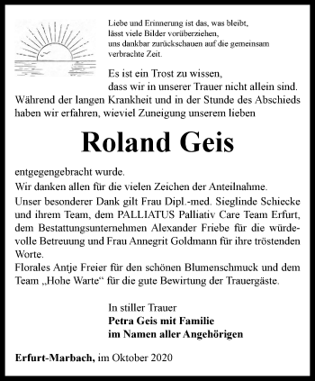 Traueranzeige von Roland Geis