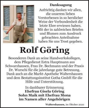 Traueranzeige von Rolf Göring